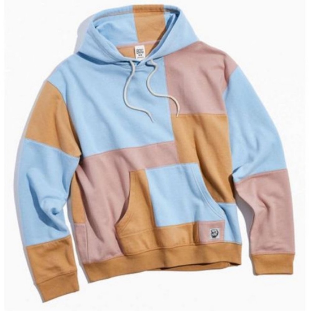 Urban Outfitters BDG Men's Patchwork Hoodie Sweatshirt Small Pastel